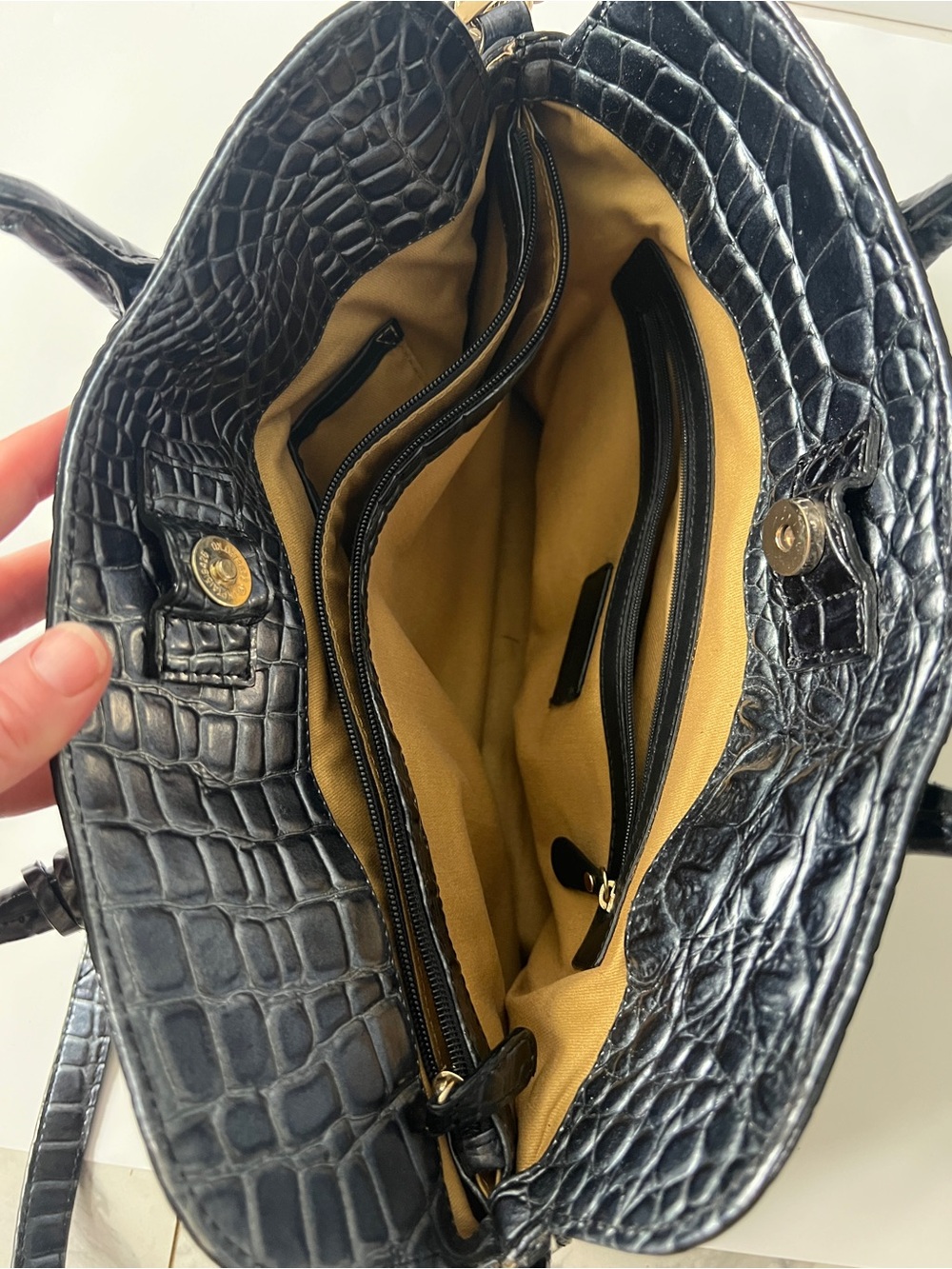 ANTONIO MELANI unique blue /Black Croc-Embossed Satchel with Detachable Strap - Picture 8 of 11